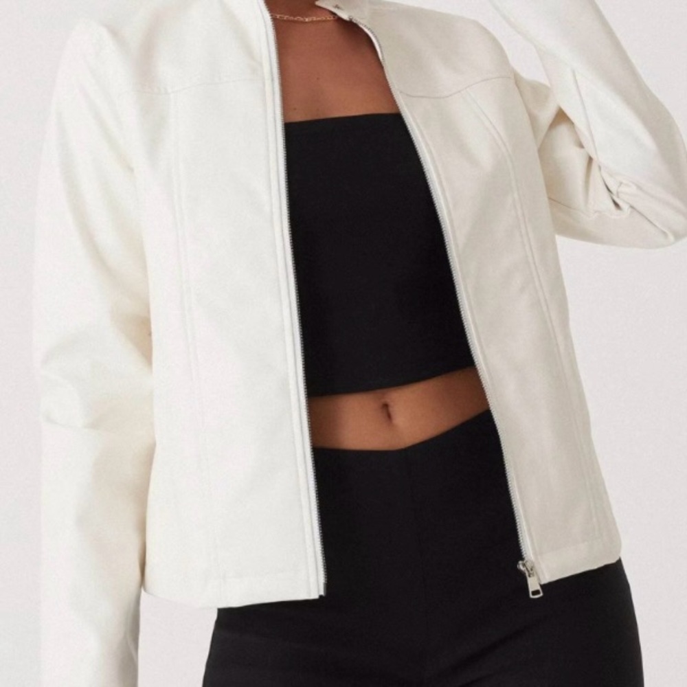 ZARA Genuine White Leather Jacket